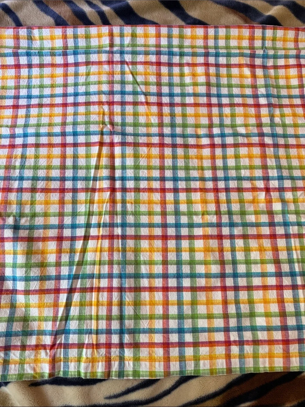 Crate&Barrel Multicolor Plaid Table Cloth
